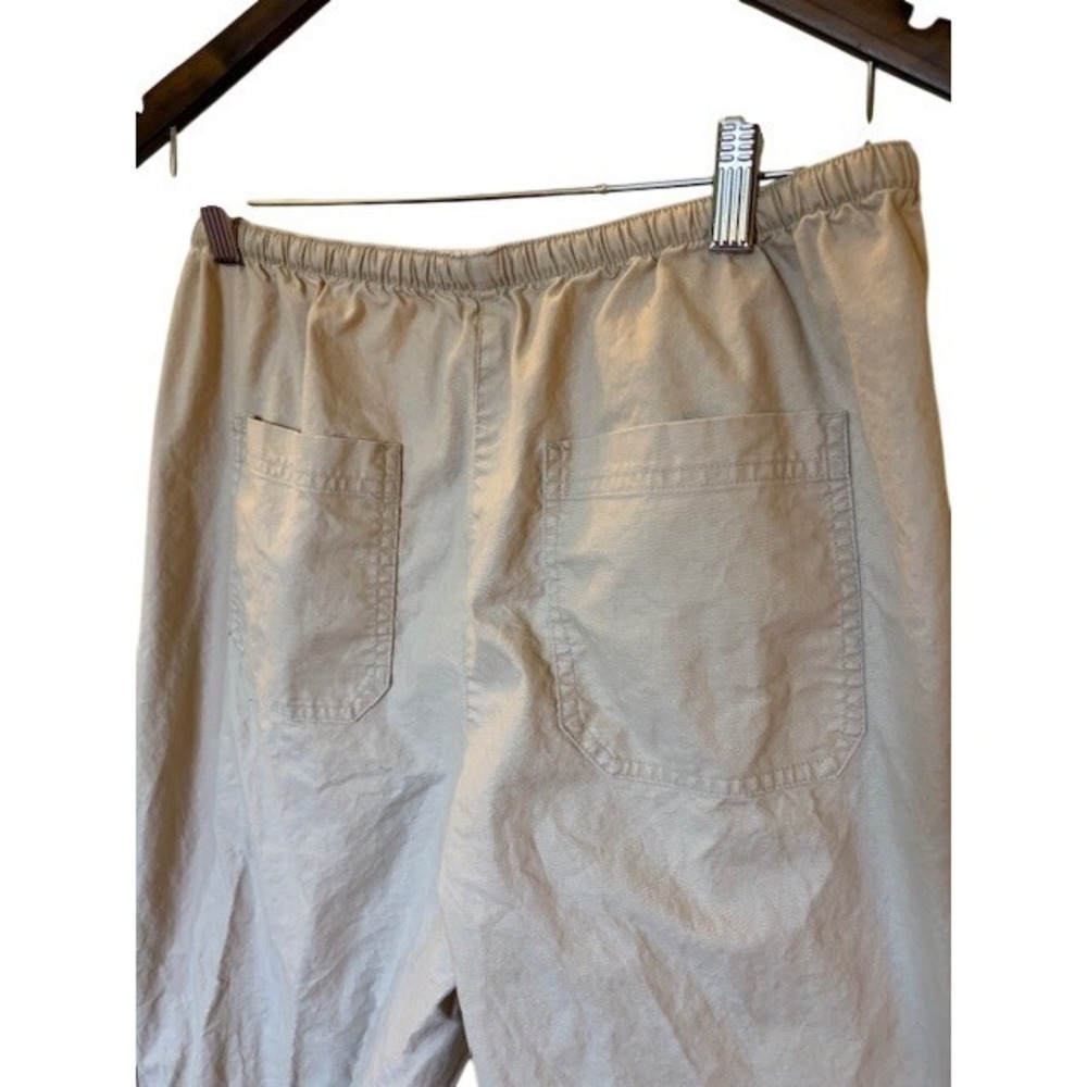 LL Bean Classic Fit Khaki Tan Drawstring Elastic Waist Pants Women's M Petite - Picture 4 of 8